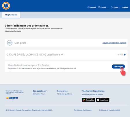 Télécharger mon relevé d'ordonnances pour mes impots